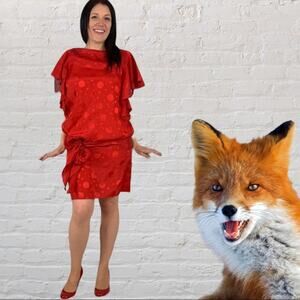 Vintage 80s Vicky Vaughn drop waist red cocktail party dress, 7